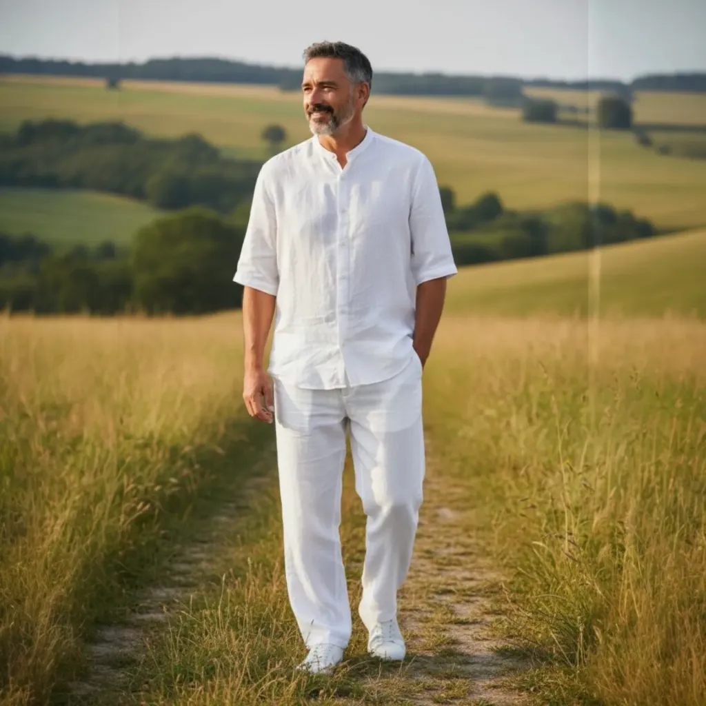 4137A CHEMISE COL MAO (BLANC, M)